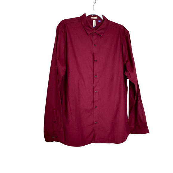 Artefact Burgundy Long Sleeve Button Up Shirt Men Slim Fit NWT Size Large - Picture 2 of 10